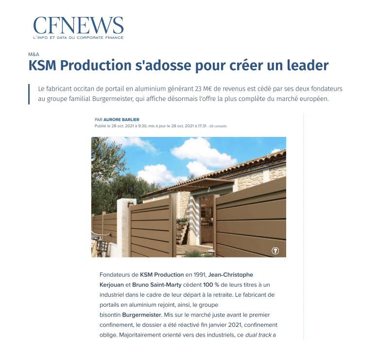 KSM Production s'adosse pour créer un leader - Caderas Martin