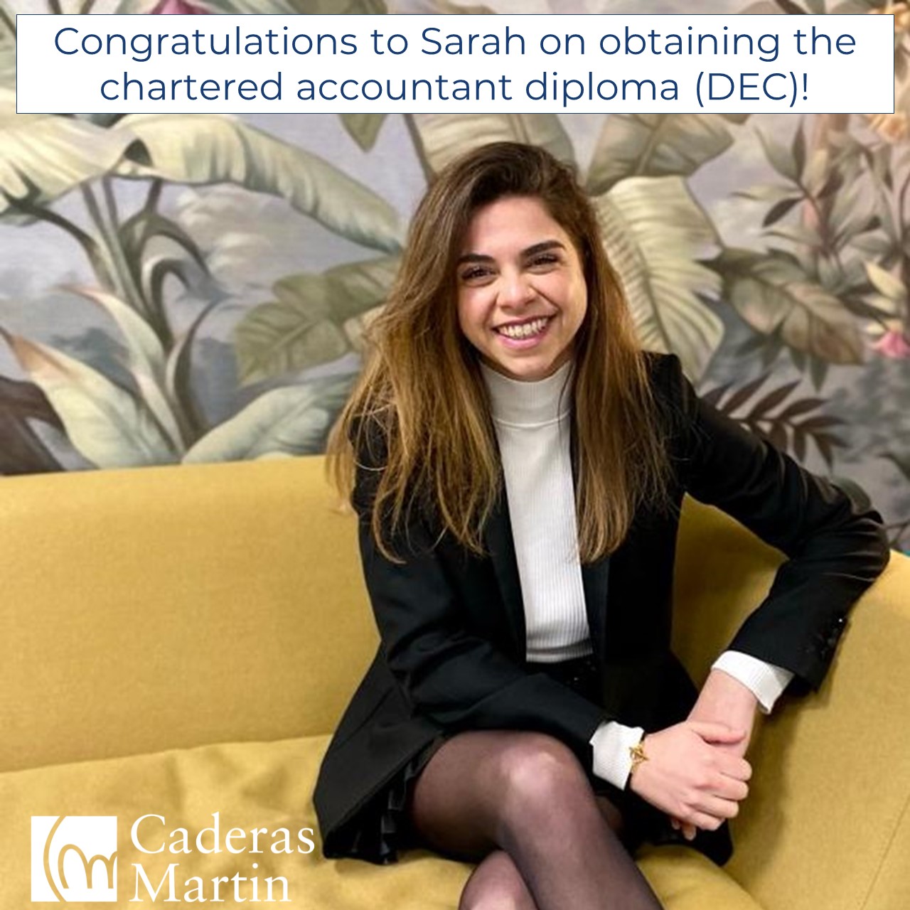 Congratulations to Sarah Bartin for the chartered accountancy degree (DEC)! Caderas Martin