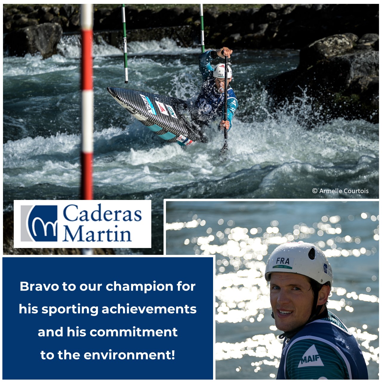 Winner of the French canoe slalom cup, Martin Thomas is also committed to the climate. Congratulations to our athlete! Caderas Martin
