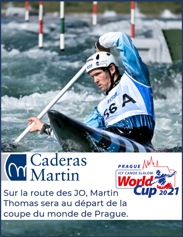Coupe du monde de canoë-slalom à Prague – derniers réglages en situation de course officielle sur la route des Jeux Olympiques pour Martin Thomas.