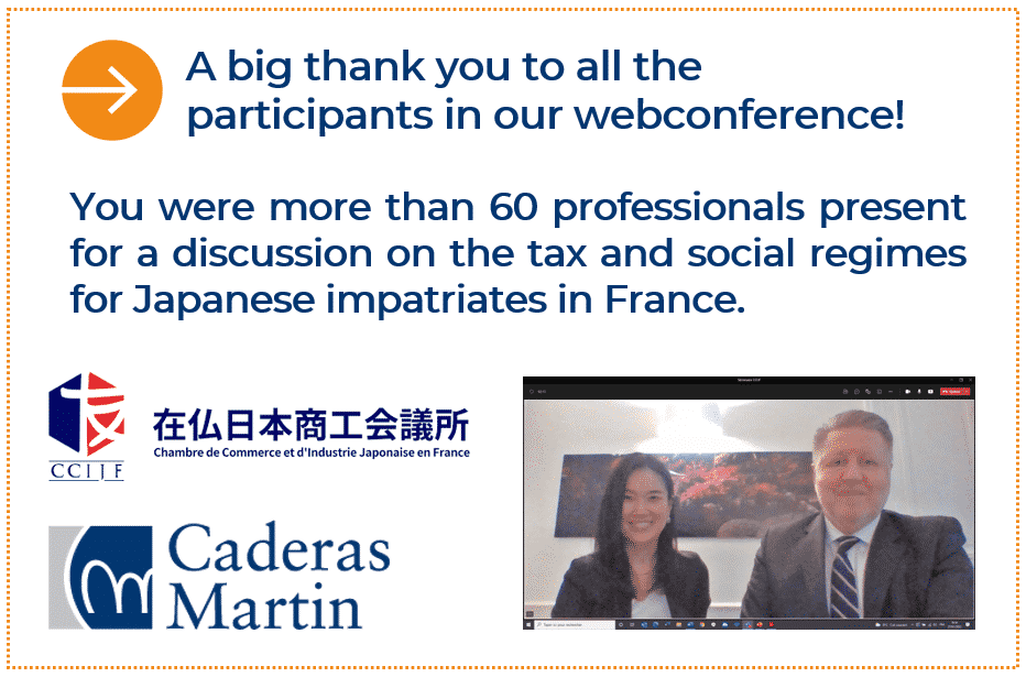 Caderas Martin hosts a web conference organised by the Japanese Chamber of Commerce and Industry in France.